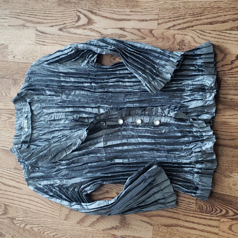 (L) Agora Metallic Ruffle Pleated Jewel Details Luxury Fancy Formal Lightweight